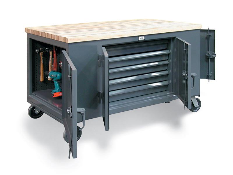 4.8-TC-322-5DB-MT | Maintenance Cart with maple top and 3 locking compartments, 2000 lb capacity, 56 x 32 x 29 in. image 1