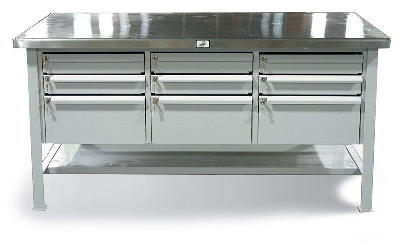 T7236-9DB-CCSL-SSTOP | Shop Table with stainless steel top and 9 key-lock drawers, 72 x 36 x 34 in. image 1