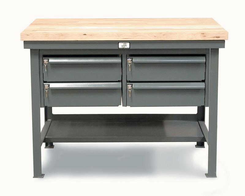 T7236-4DB-KL-SSTOP | Shop Table with Maple Top and Key Lock Drawers, 10000 lb. capacity image 1