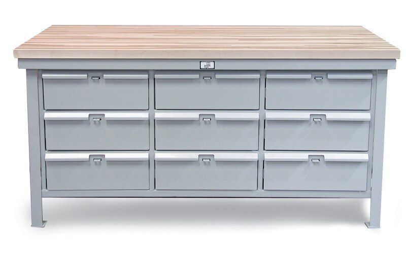 T7236-9DB-MT | 9 drawer Shop Table with maple top, 10000 lb capacity, 72 x 36 x 34 in. image 1
