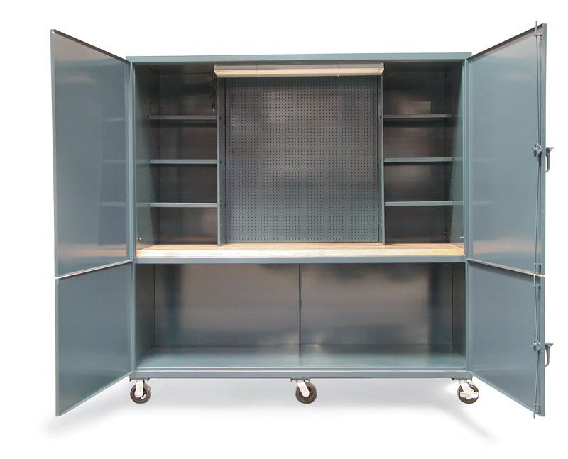 87.6-WBMT-366-CA | 6 shelf Field Workstation with pegboard and lights, 96 x 36 x 90 in. image 1