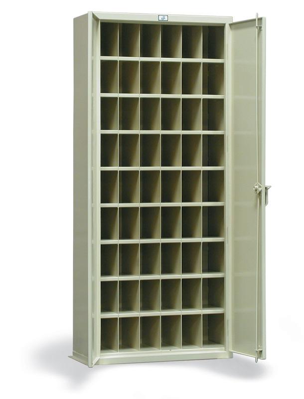 3.57.11-188-54OP | Slim line metal bin storage cabinet w/ 54 compartments, 41'' x 18'' x 95'' image 1