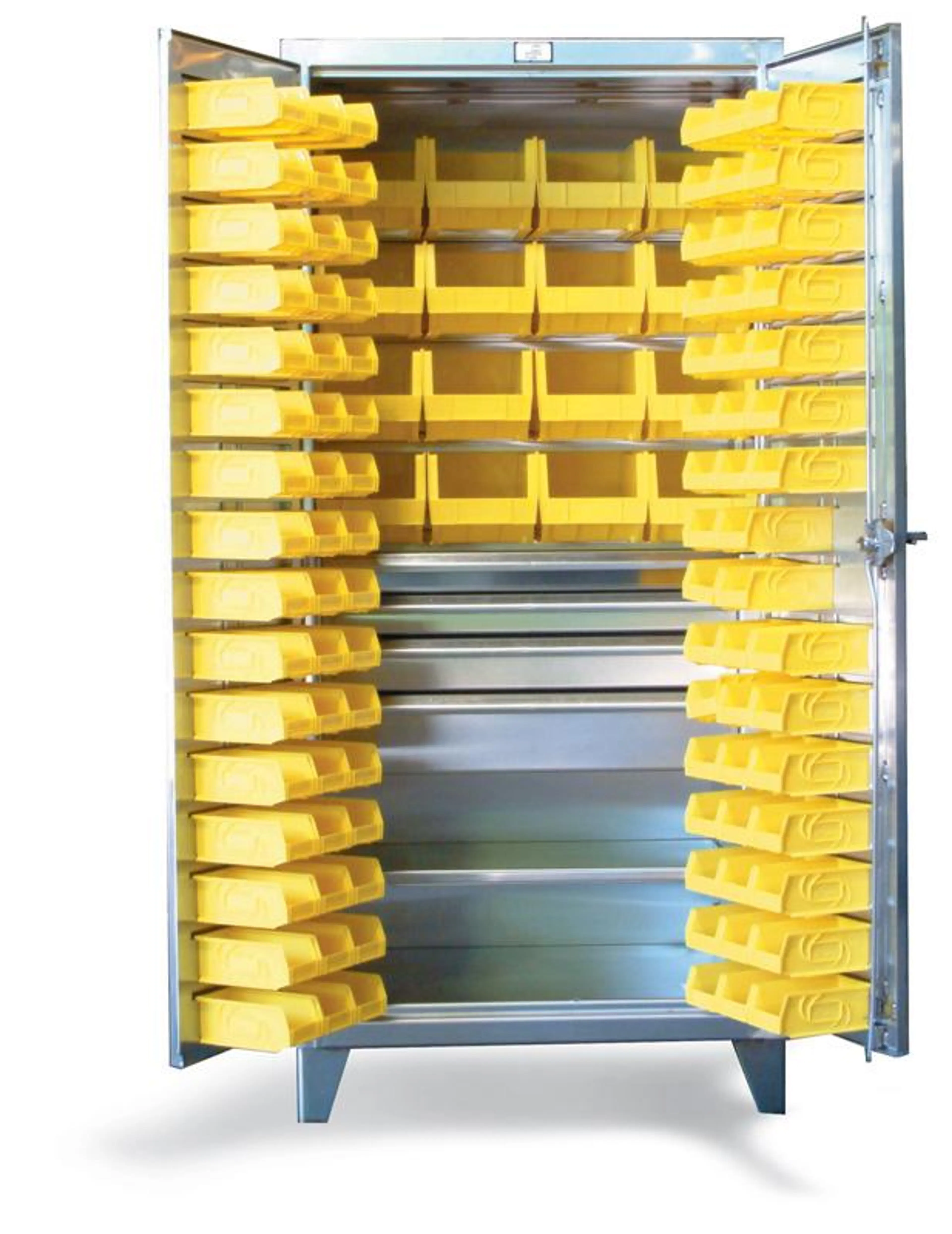 36-BBS-241-4DB-SS | 4 drawer Stainless Steel Bin Cabinet with 110 bins, 1900 lb capacity, 36 x 24 x 72 in.