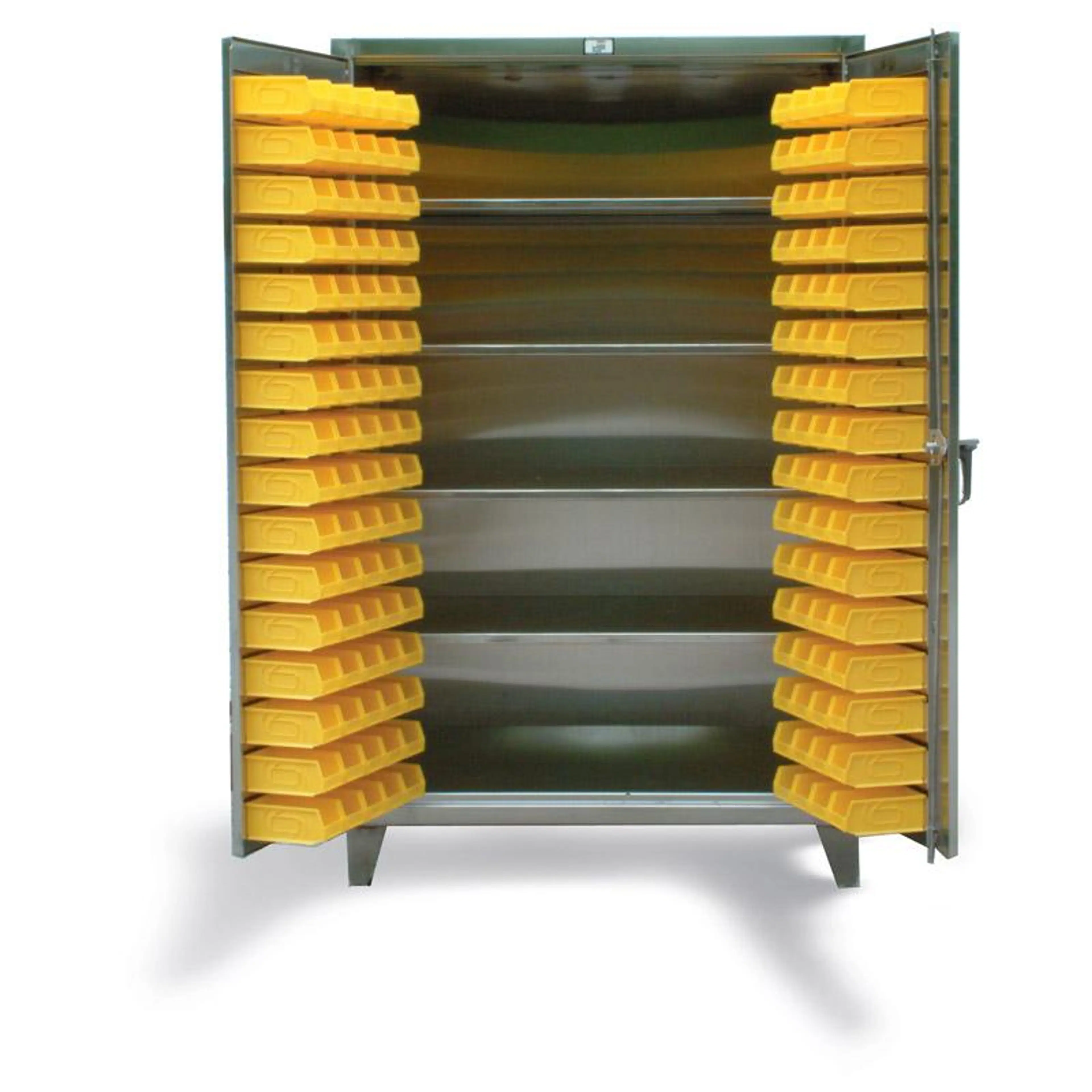 36-BS-244-SS | 4 shelf Stainless Steel Bin Cabinet with 94 bins, 1900 lb capacity, 36 x 24 x 72 in.