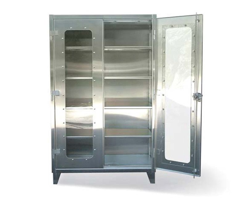 46-LD-244-SR-SS | 4 shelf Stainless Steel Clear View Cabinet, 1200 lb capacity, 48 x 24 x 72 in. image 1