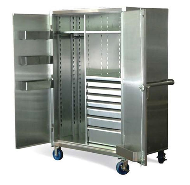 XWD-15405 | Stainless Steel Mobile Uniform Cabinet with 3 shelves and 7 drawers, 48 x 34 x 68 in. image 1