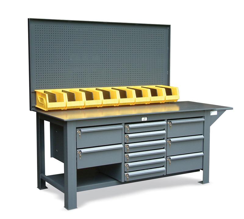 ST-15319 | 11 drawer Workbench with pegboard, bins and key-lock drawers, 400 lb capacity, 72 x 36 x 34 in. image 1
