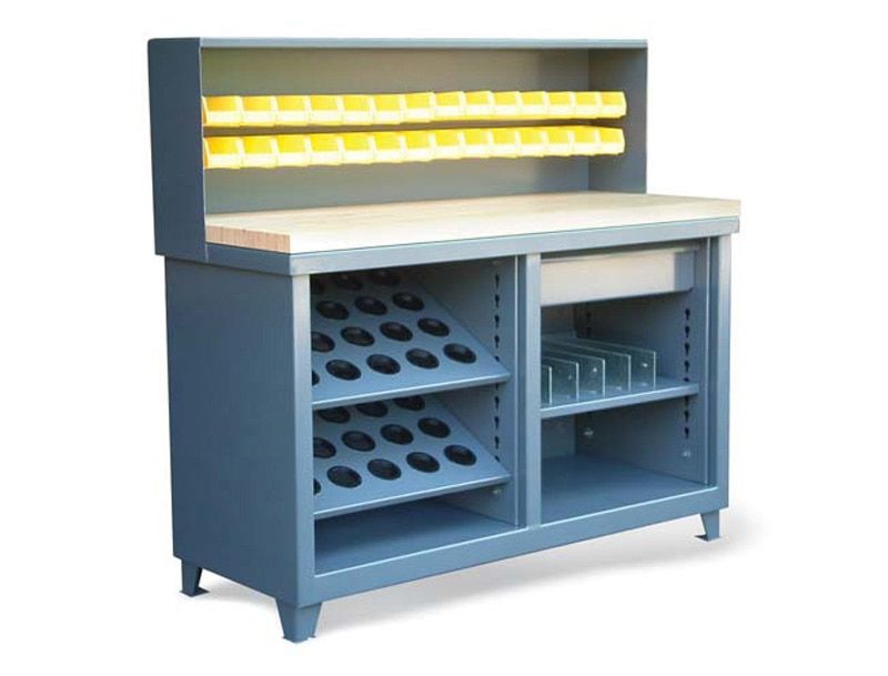 WB-15313 | 3 shelf Tool and Die Workbench with 8 key lock and light, 400 lb capacity, 62 x 25 x 34 in. image 1