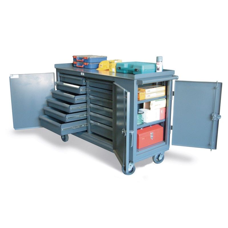 5-TC-3D-242-12/5DB | 12 drawer Multi-Use Maintenance Cart with 2 lockable compartments, 2000 lb capacity, 61 x 24 x 34 in. image 1