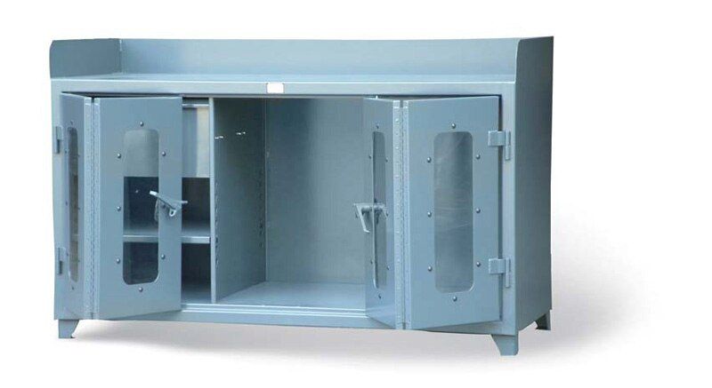 63.1-WB-BFLD-301-1DB-SG | Workbench w/ clear view bi-fold doors, 72'' x 30'' x 46'' image 1