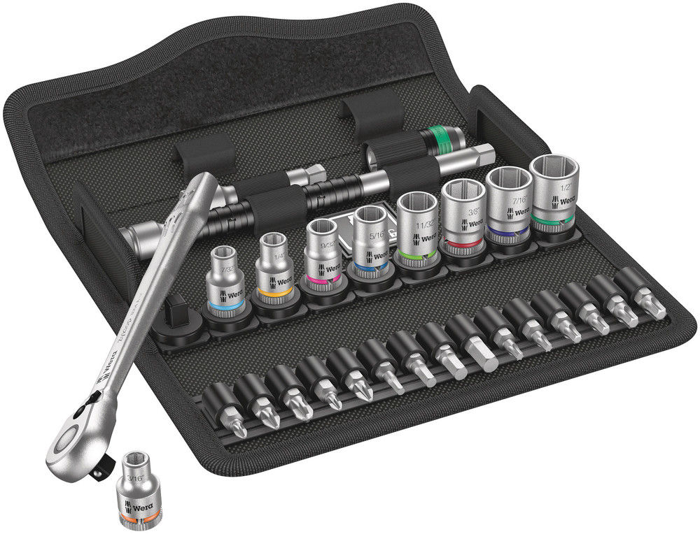 05004021001 | 28Piece Ratchet Set With Switch Lever Imperial, 8100 Sa 11 Zyklop Metal Ratchet Set. Imperial 1/4 image 1