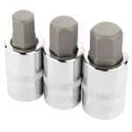 3 Piece 1/2 Inch Drive SAE Hex Bit Socket Set thumbnail 4
