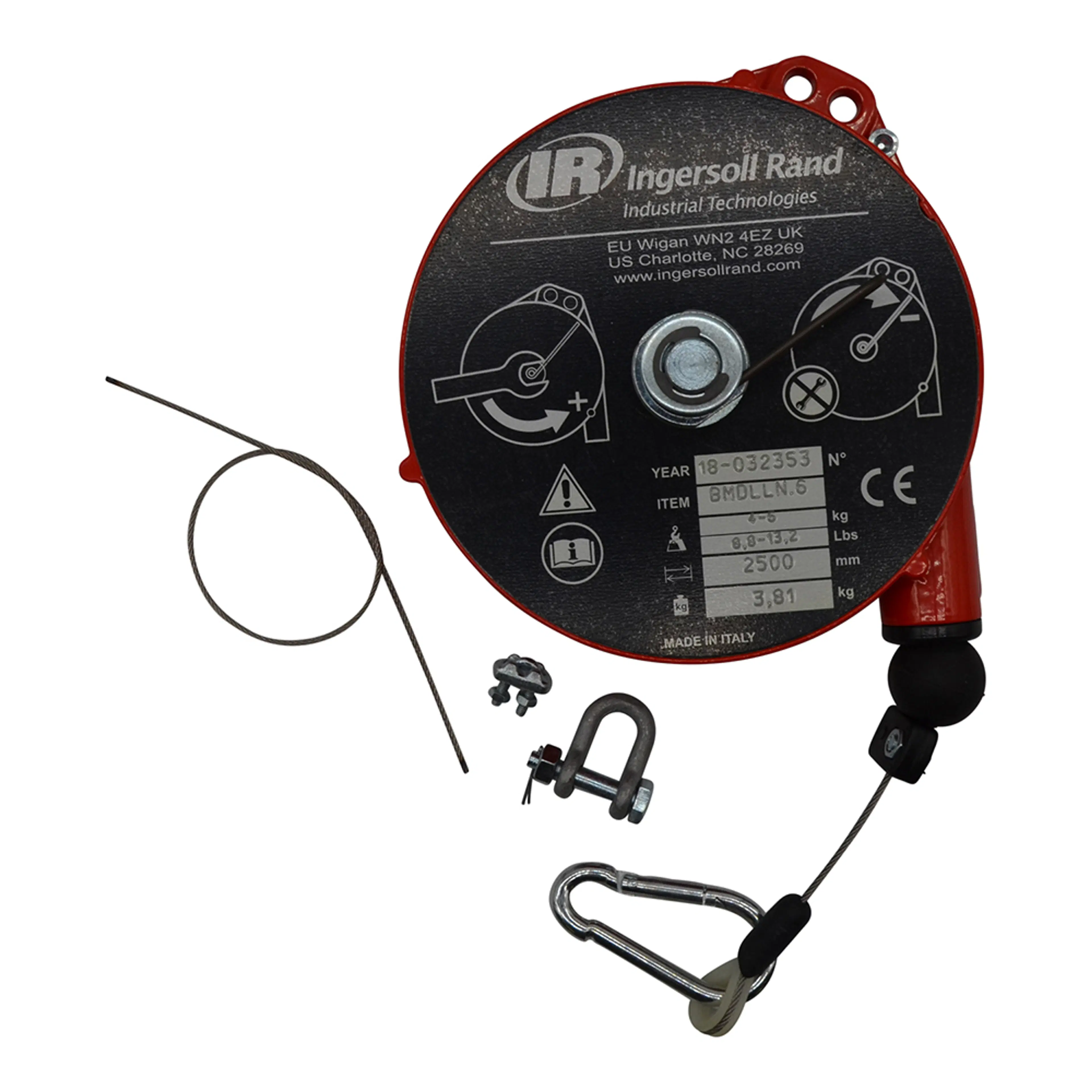 BMDLLN-6 | Locking Cable Spring Balancer, 8.8-13.2 lb Capacity, 8.2 ft. Lift