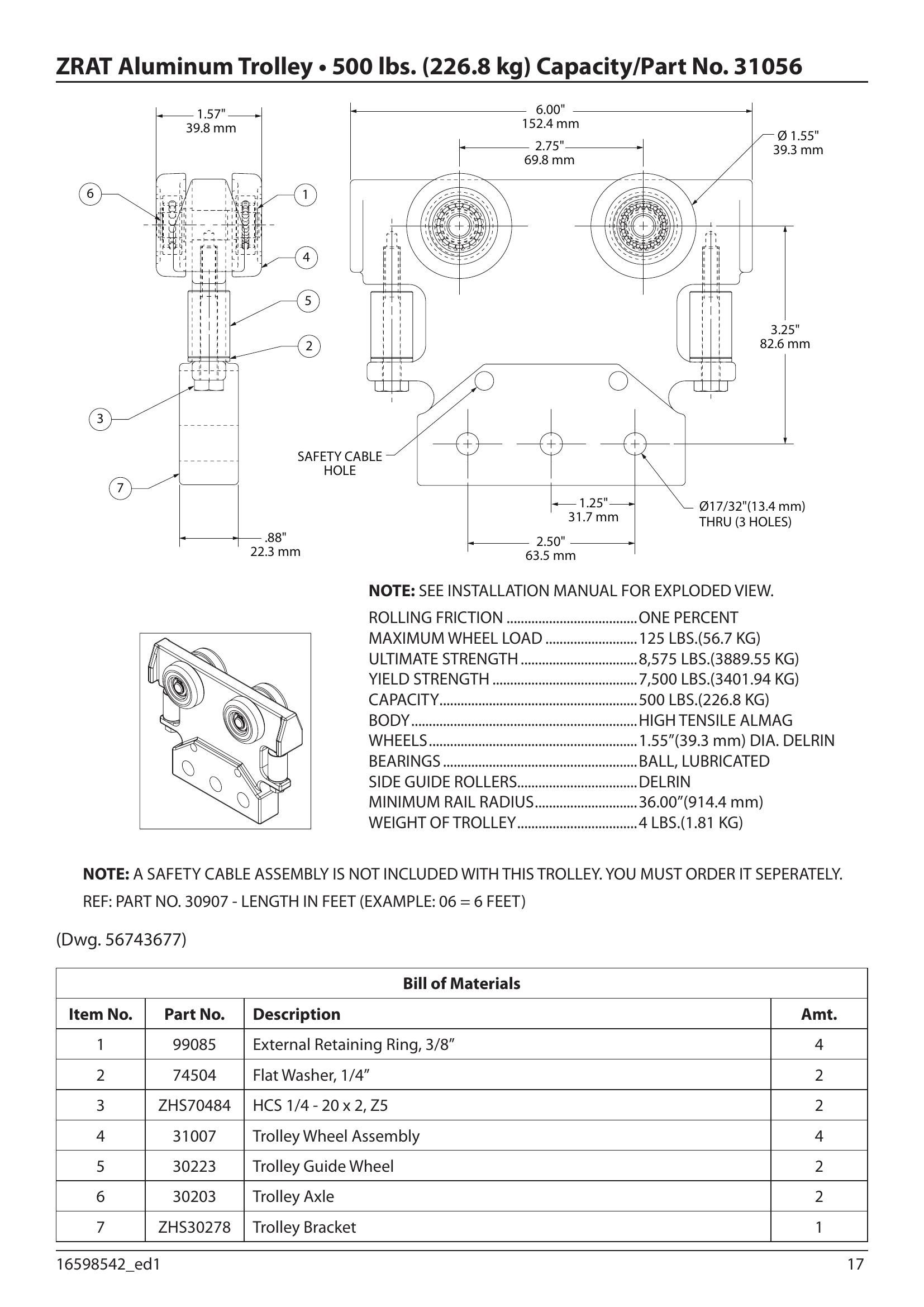 31056 | Trolley - 500 lb capacity - ZRAT image 1