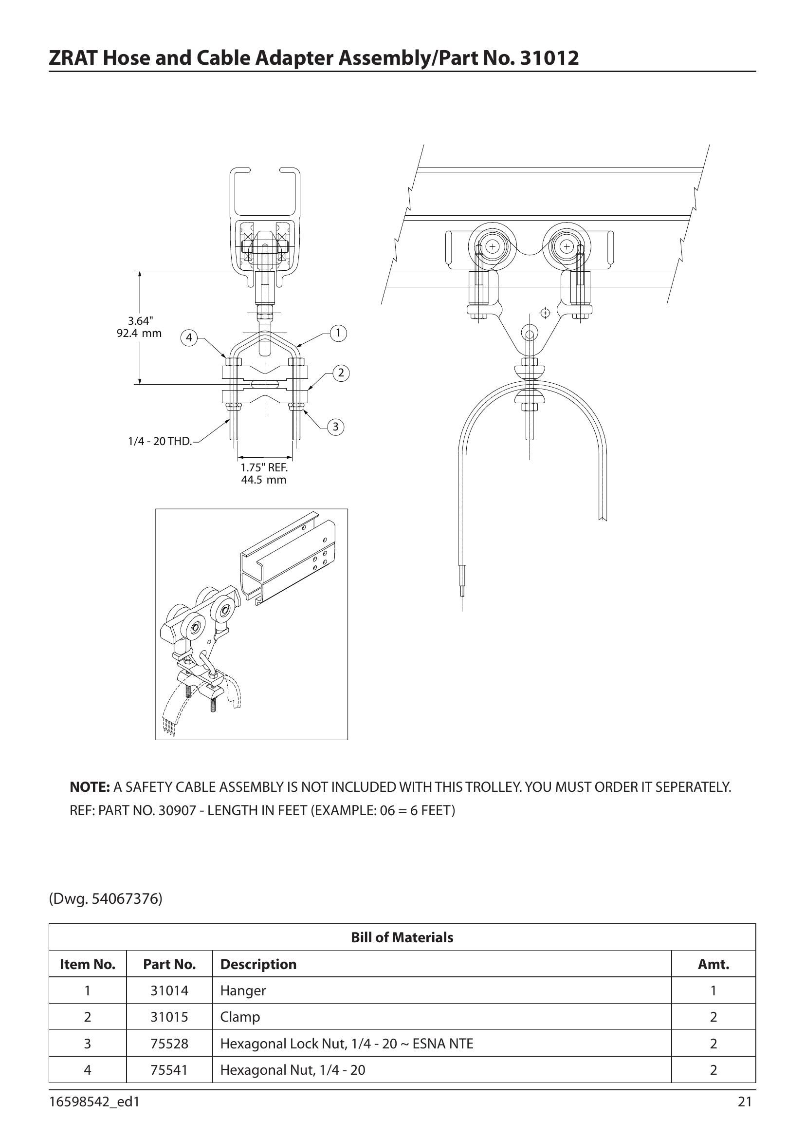 31012 | HOSE & CABLE ADAPTOR ASS Y image 1