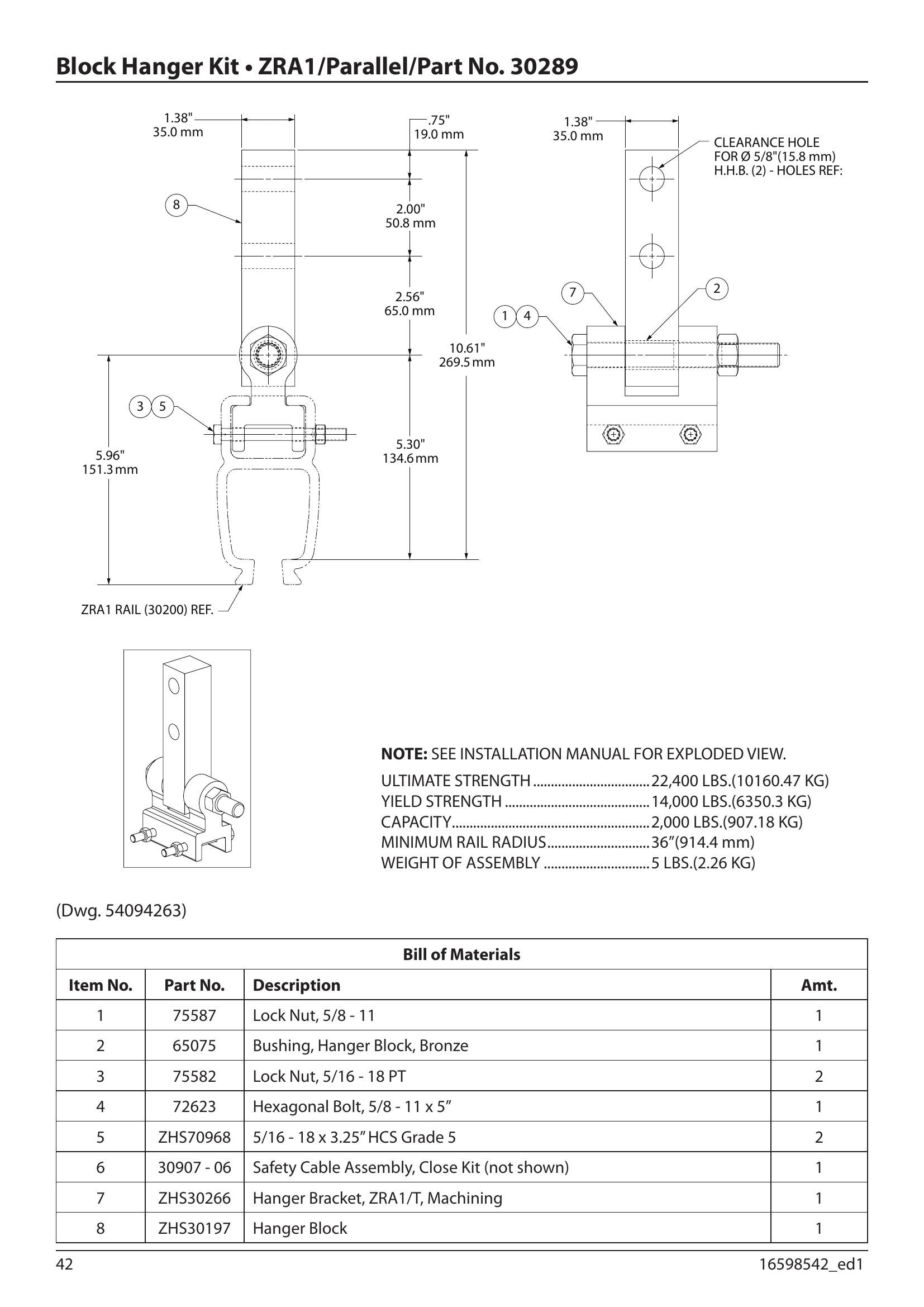 30289 | Hanger Kit-Block-Prl-Zra1/T image 1