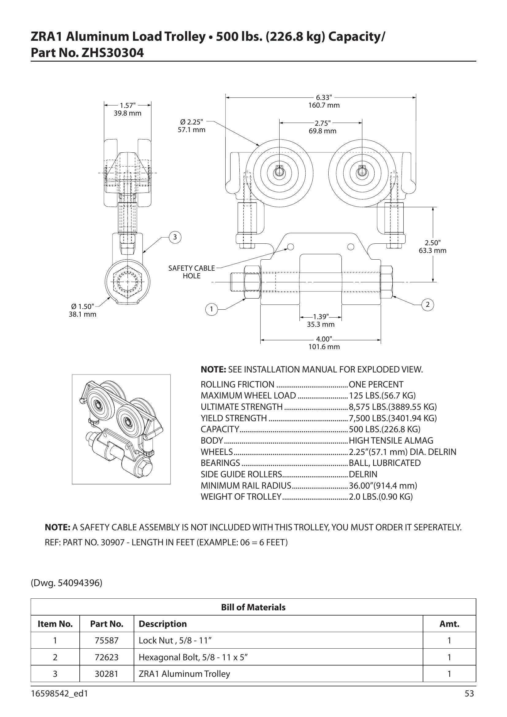 ZHS30304 | Load Trolley-500# Cap-Zra1 A image 1