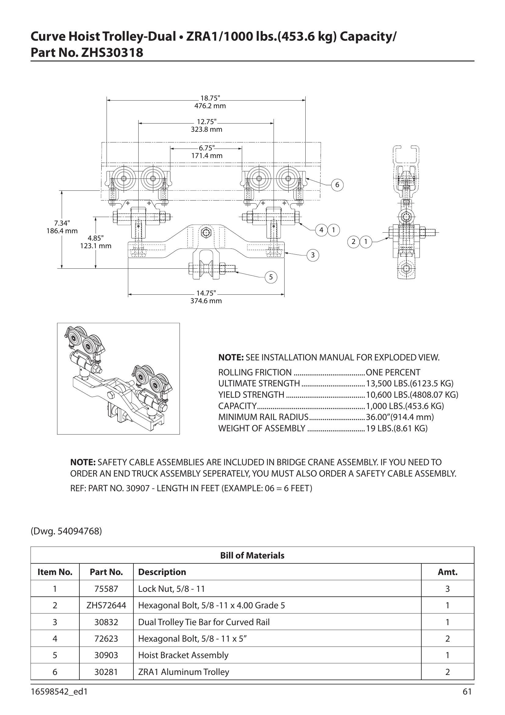 ZHS30318 | Hoist Trolley-Dl-Zra1 1000# A image 1