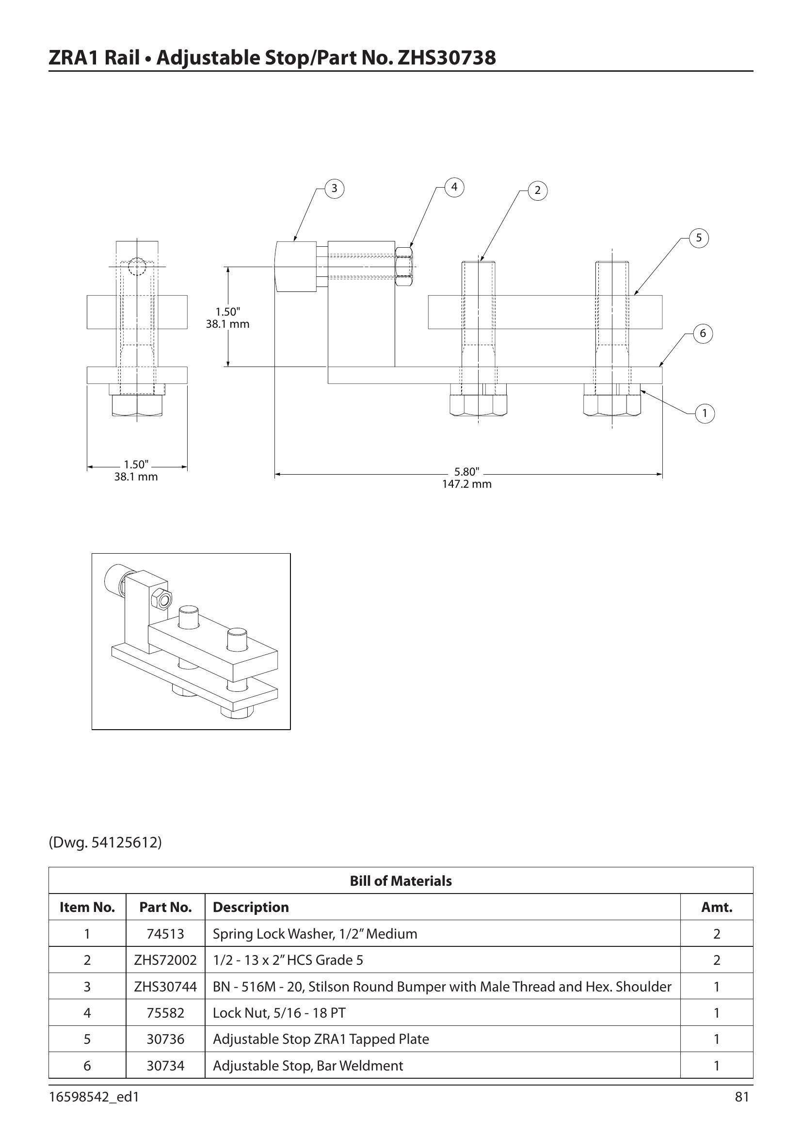 ZHS30738 | Adj. Stop Zra1,At Rail Assy image 1