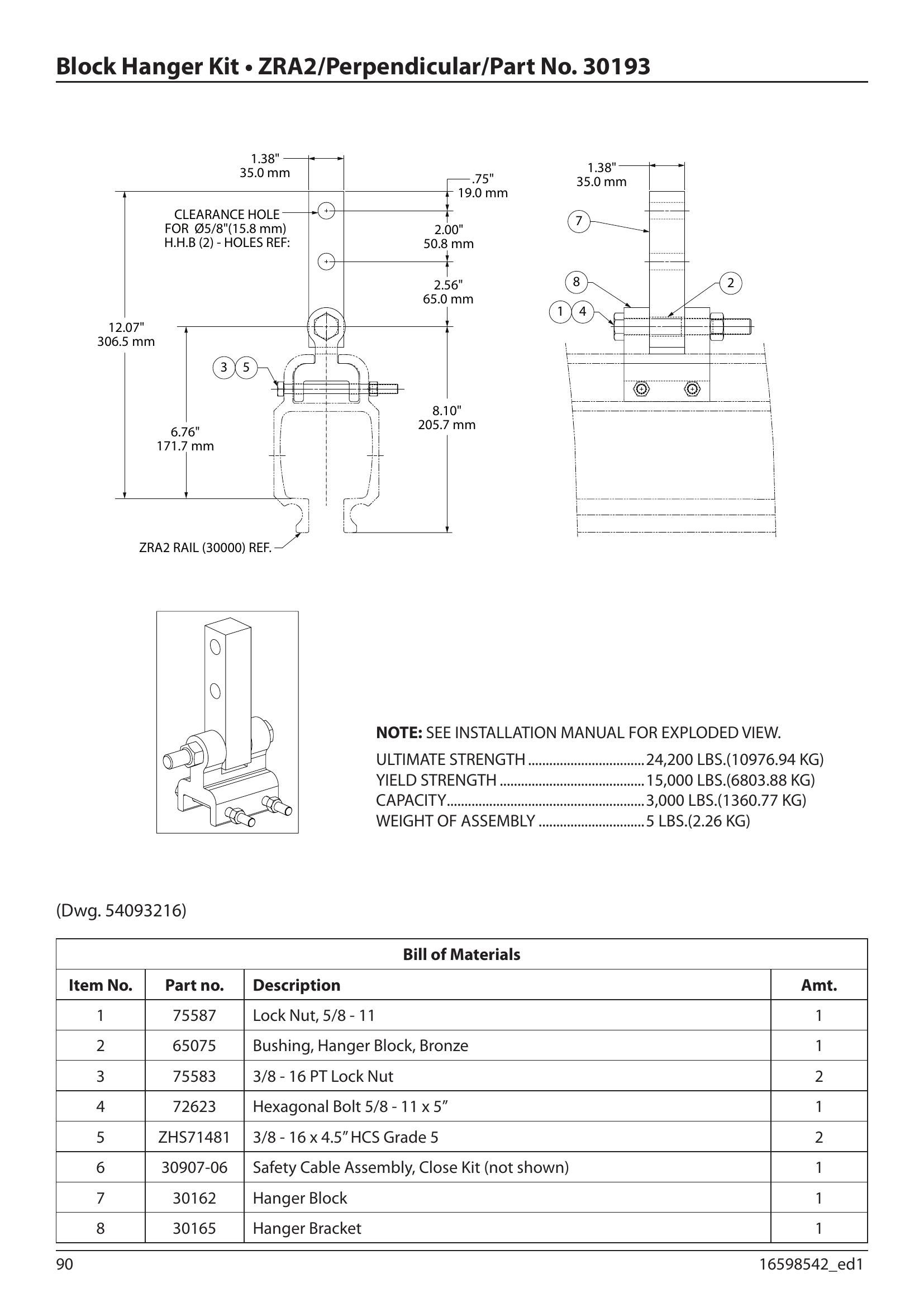 30193 | Rail Hanger Kit Sub-Assy-Zra2 image 1