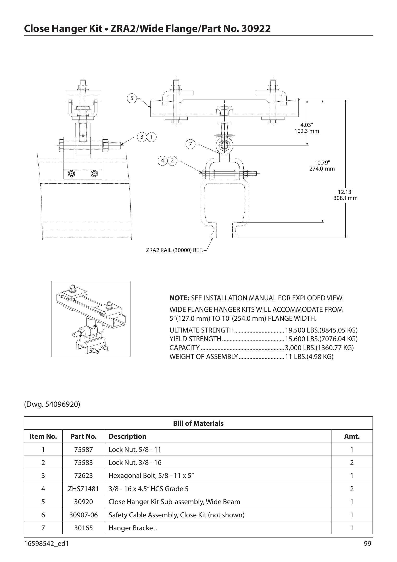 30922 | Close Hanger Kit-Zra2-W Id.Flng image 1