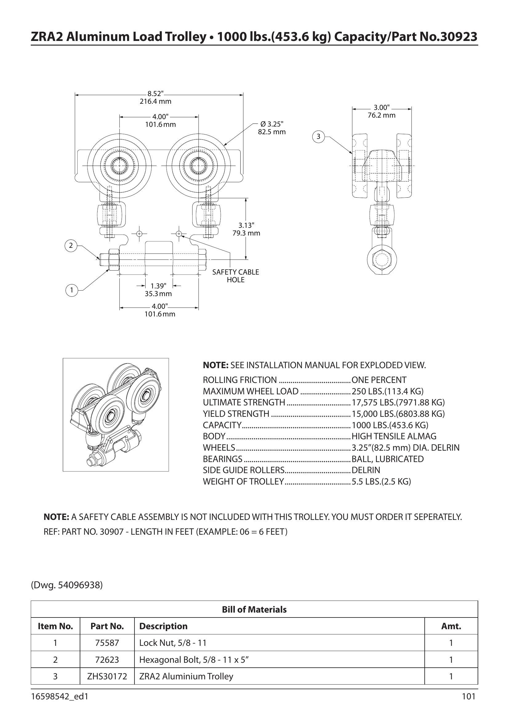 30923 | Load Trolley-1000# Cap-Zra2 A image 1