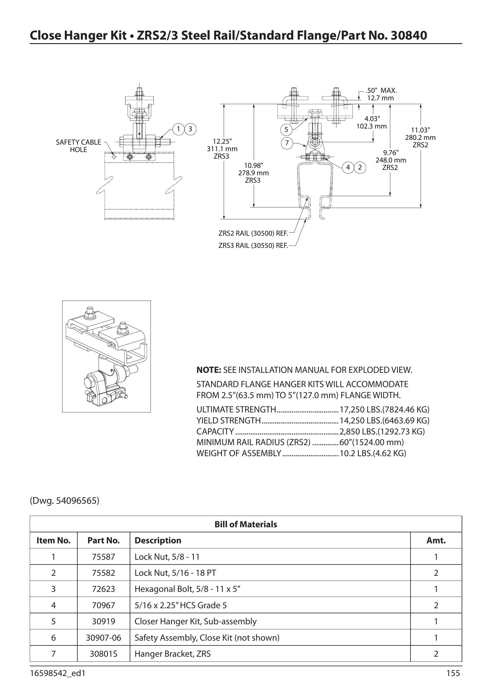 30840 | CLOSE HANGER KIT-ZRS2-ST D.FLNG image 1
