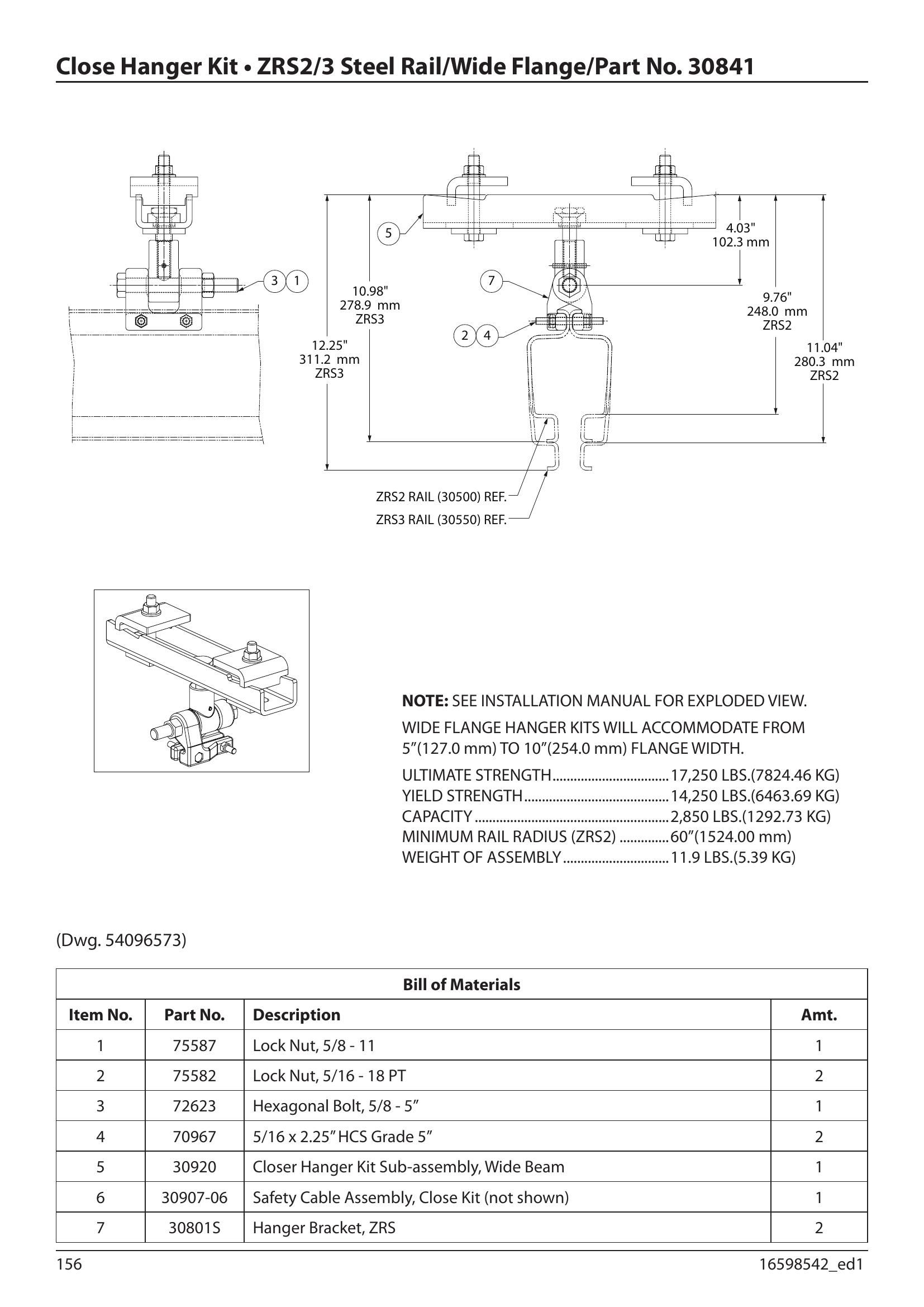 30841 | CLOSE HANGER KIT-ZRS2-WI D.FLNG image 1