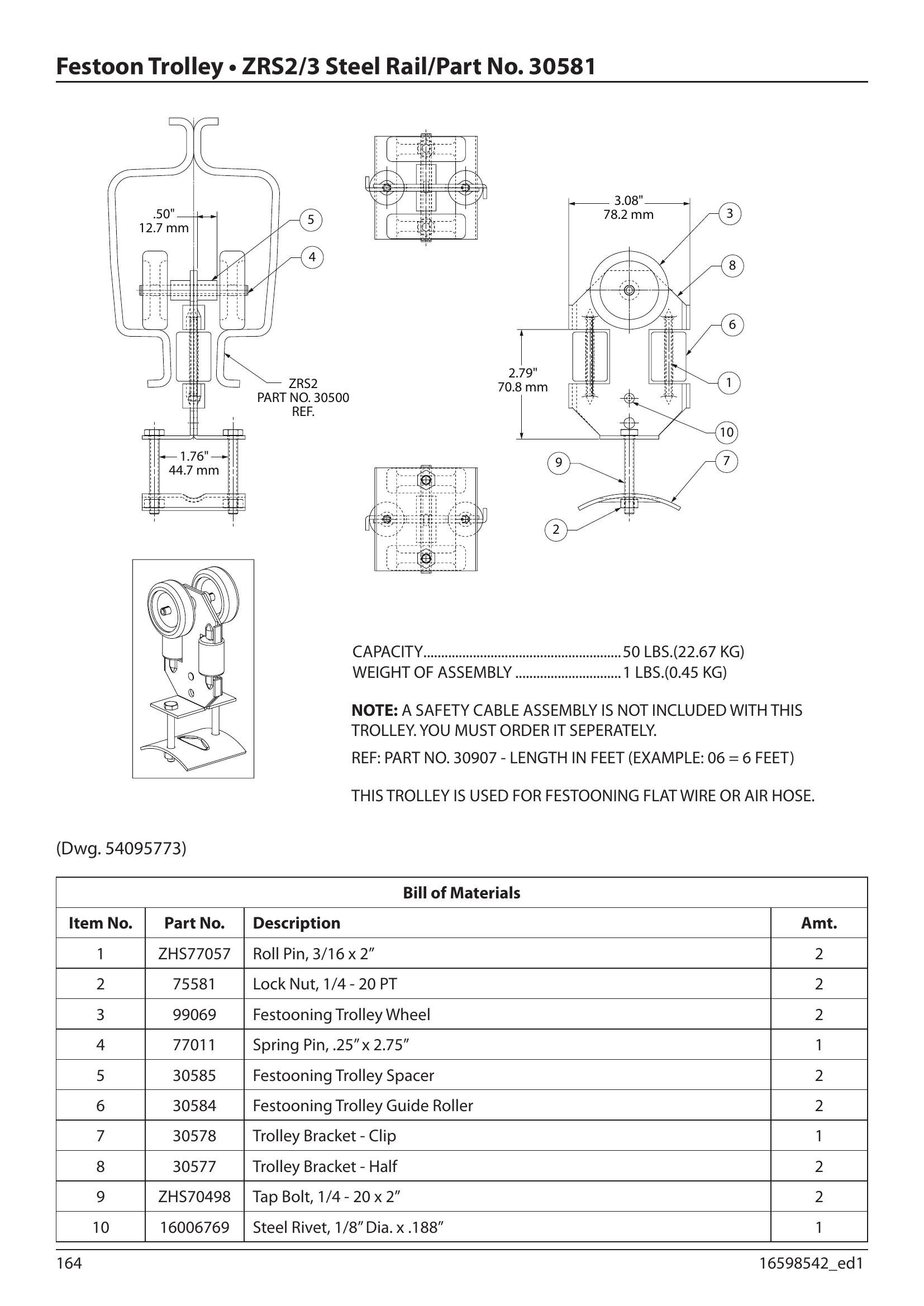 30581 | Festoon Trolley 50Lb Capacity - ZRS2/3 image 1