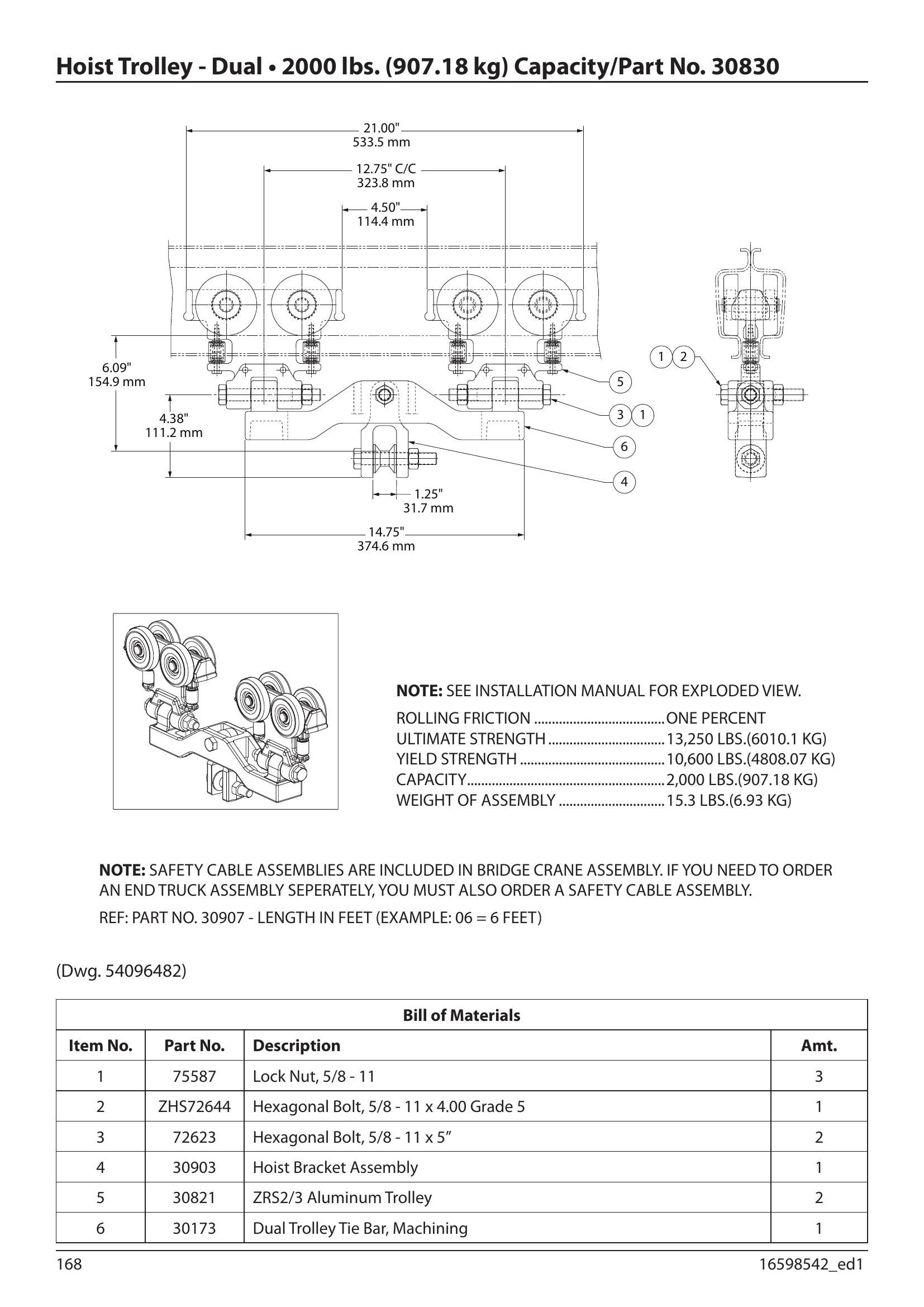 30830 | TROLLEY, HOIST -DUAL-2000# CAP-ZRS2/3 image 1