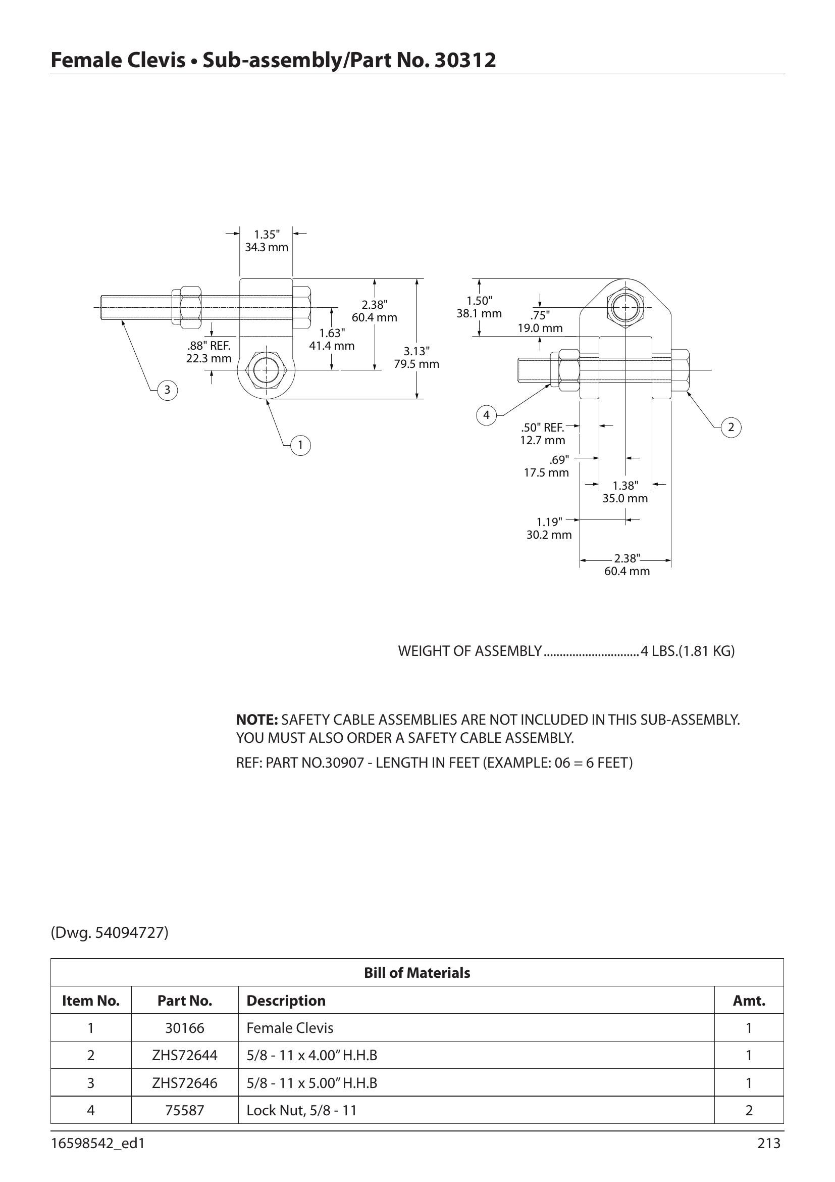 ZHS30312 | Female Clevis-Sub-Assy- Zra/Zrs image 1