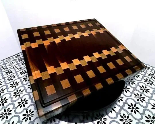 High-quality end-grain cutting board with a beautiful grain pattern