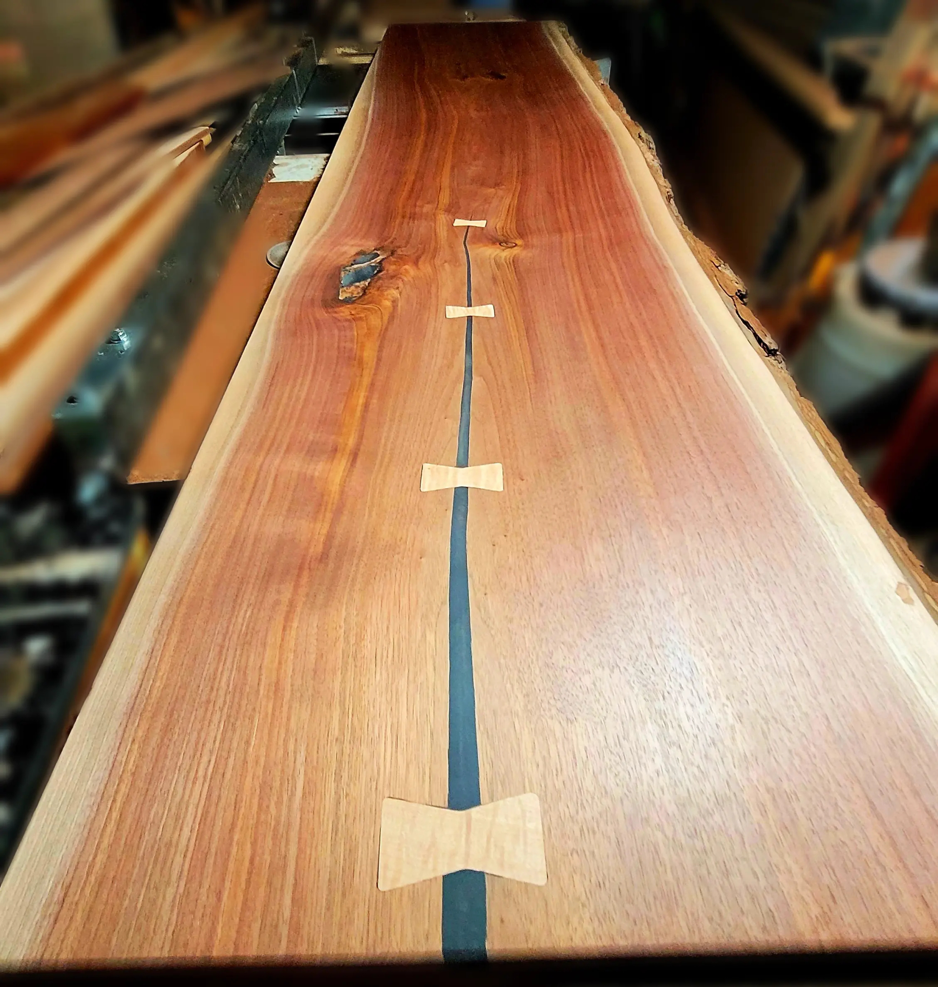 Solid live edge walnut bar by Flint's Woodshop