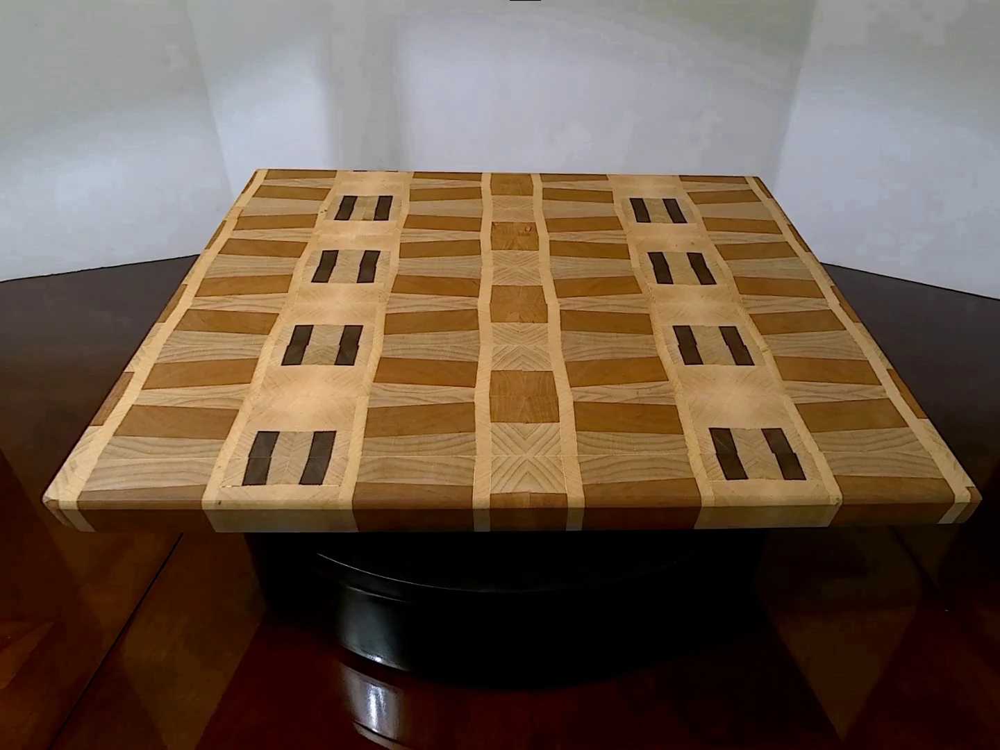 Front and top view of Artisan End-Grain Charcuterie Board, showcasing the