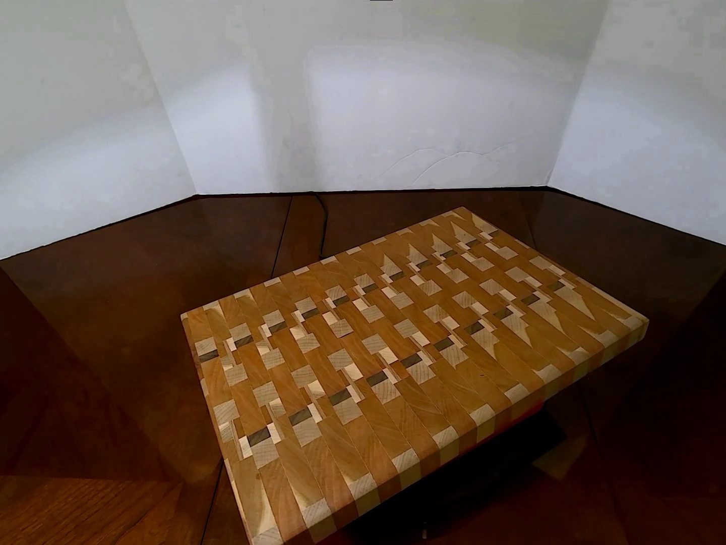 Back view of Bespoke End-Grain Culinary Surface, smooth edges and clean profile