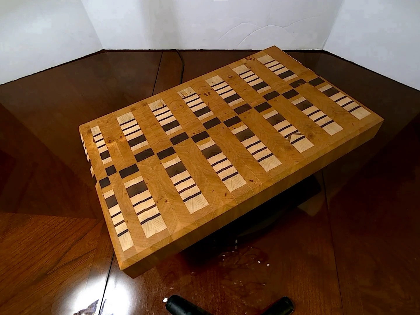 Back view of Classic End-Grain Charcuterie Surface, smooth edges and clean