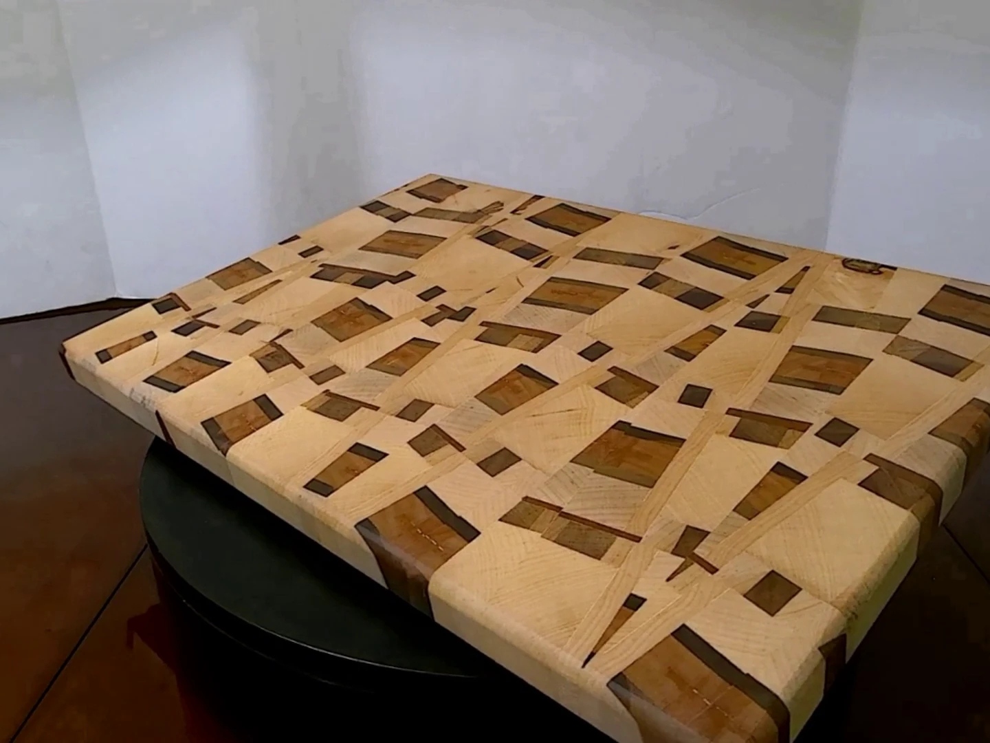 Side view of Custom Engraved End-Grain Board, hand-rubbed, food-safe finish