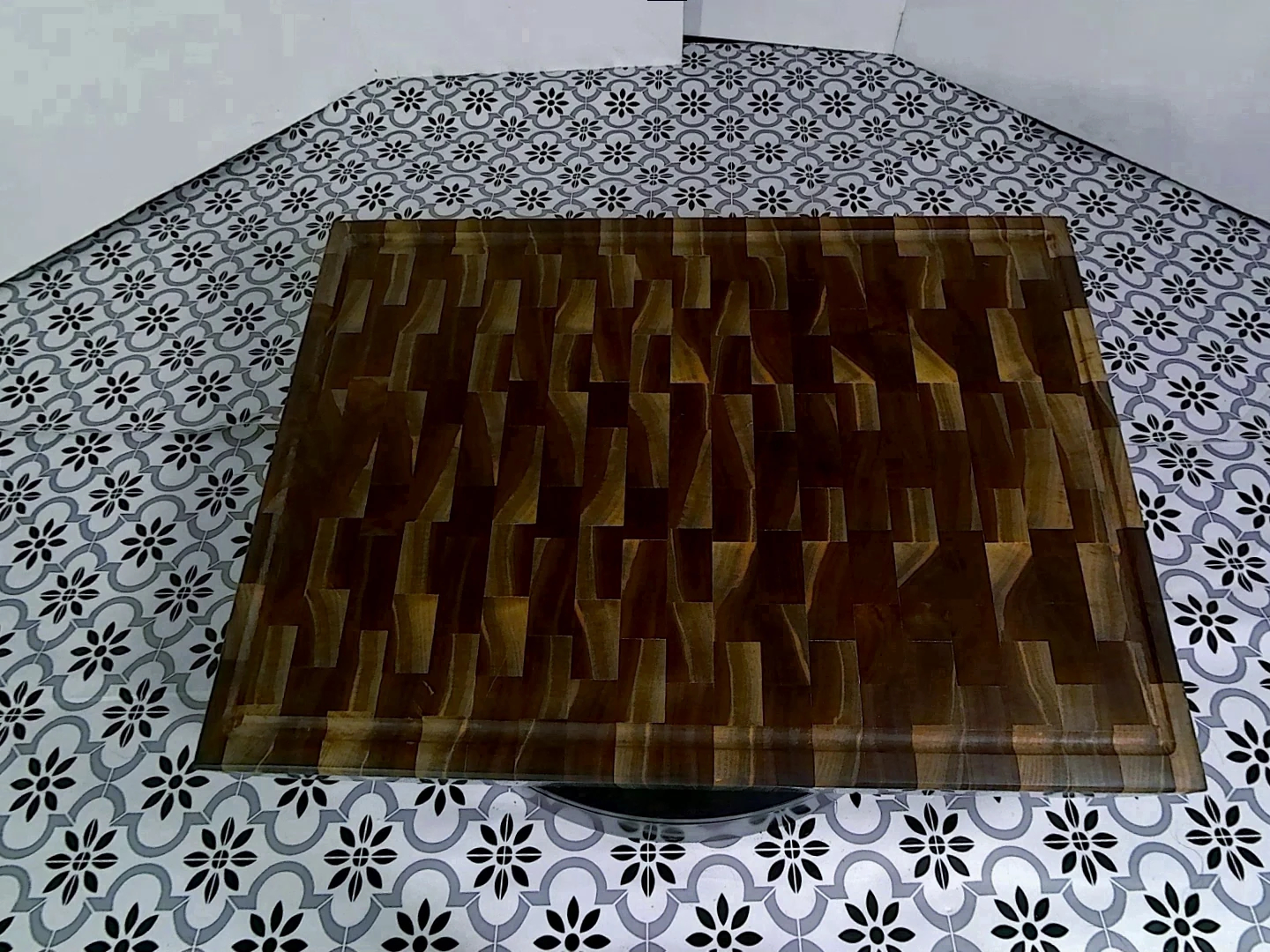 Front and top view of Elegant End-Grain Charcuterie Craft, showcasing the