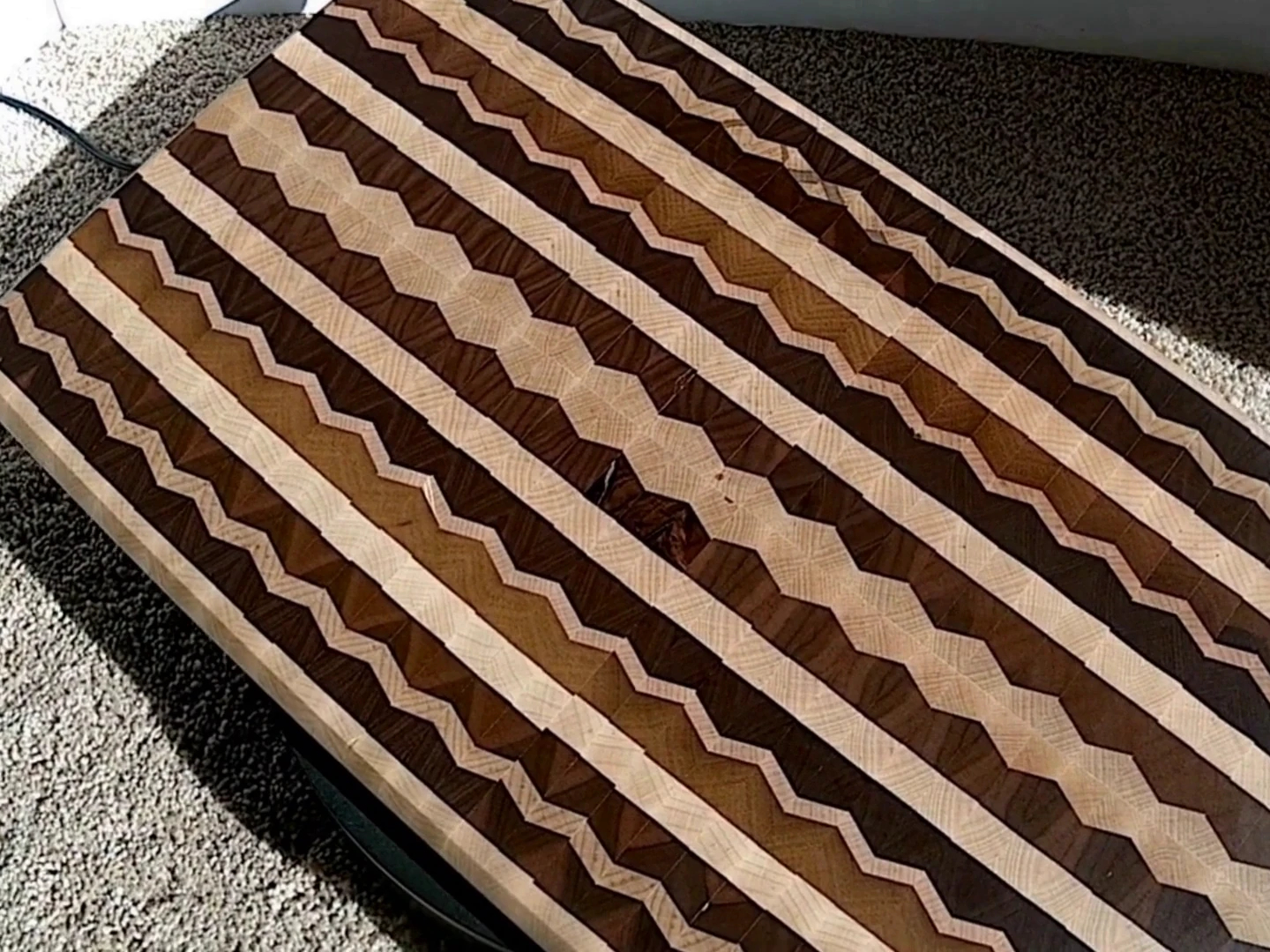 Side view of Engraved End-Grain Culinary Board, hand-rubbed, food-safe finish