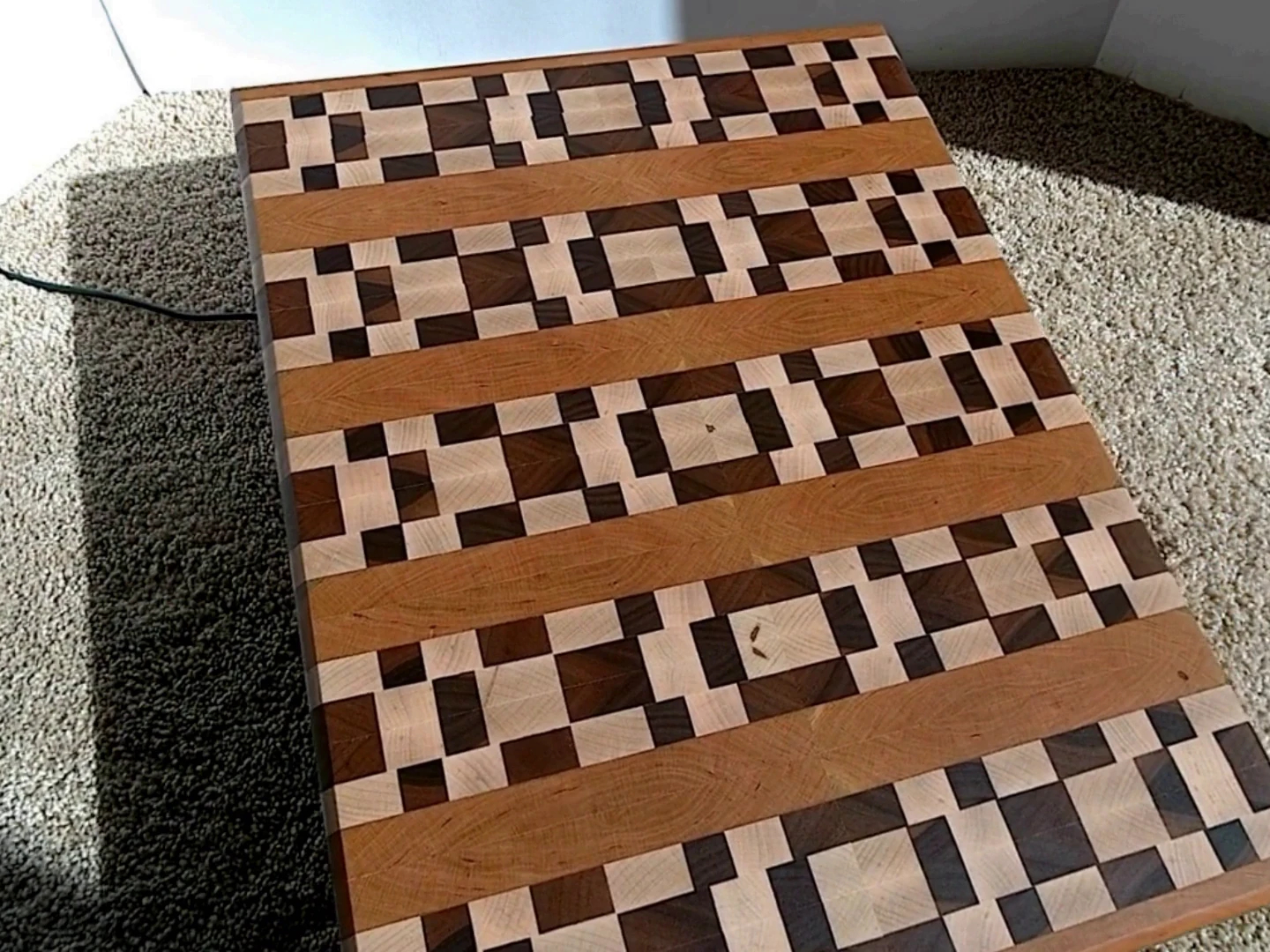 Alternate angle of Handcrafted End-Grain Culinary Board, ideal for serving or