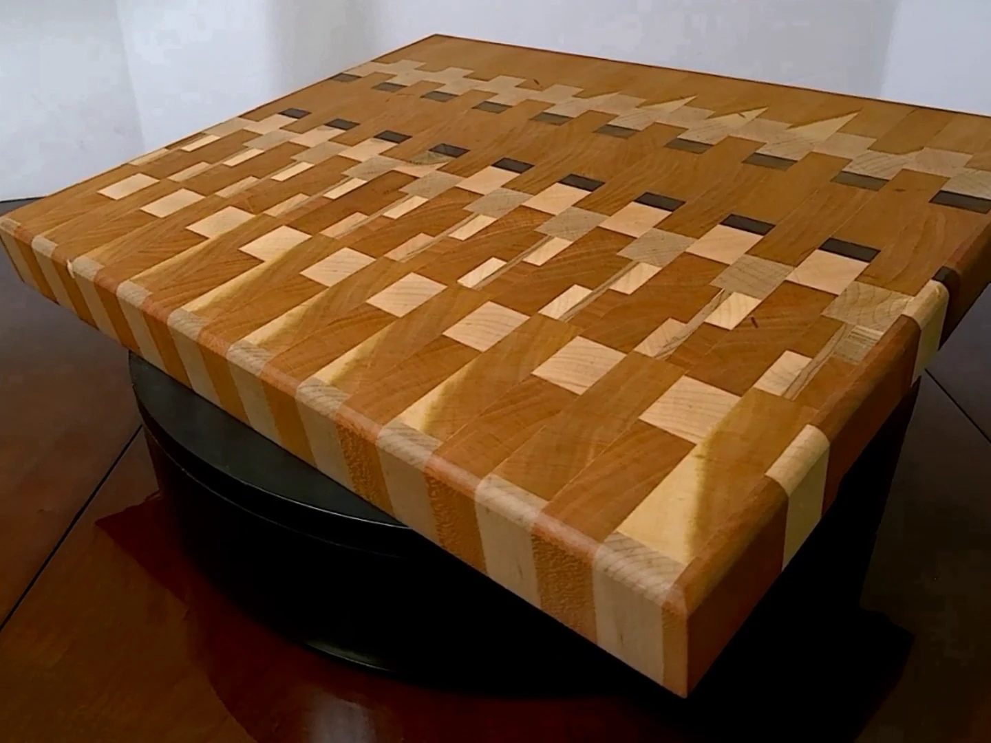 Side view of Signature End-Grain Charcuterie Board, hand-rubbed, food-safe