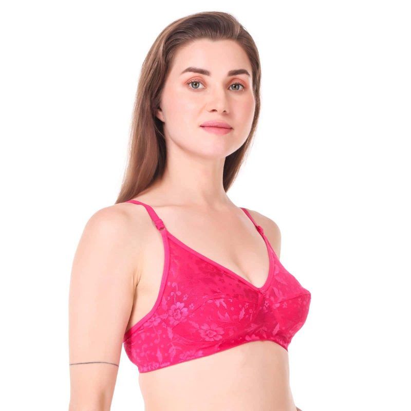 Floral Soft Cup Bra – Non-Wired, Non-Padded (Hot Pink)