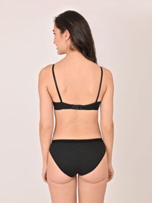 Black Cotton Bra And Panty Set