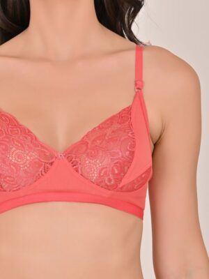 Coral Lace Comfort Bra & Panty Set – Soft & Stylish Everyday Wear