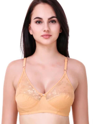 Cotton Bra with Floral Lace