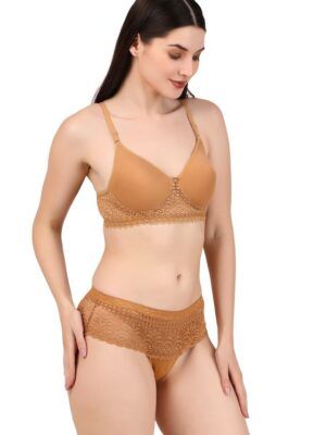 Seamless Lace Bra and Panty Set for Women – Breathable, Non-Wired, Full Comfort Fit