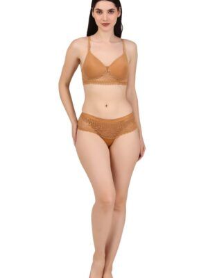 Seamless Lace Bra and Panty Set for Women – Breathable, Non-Wired, Full Comfort Fit
