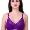 Women’s Non-Wired Cotton Lace Bra – Purple Everyday Comfort (Pack of 1)