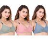 Winklace Cotton Feeding Bra for Mothers | Wire-Free, Adjustable Straps | Pack of 3 Combo