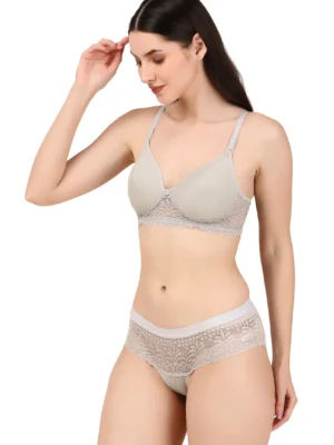 Women’s Seamless Padded Bra & Lace Bikini Panty Set – Everyday Comfort (Pack 1 Set)